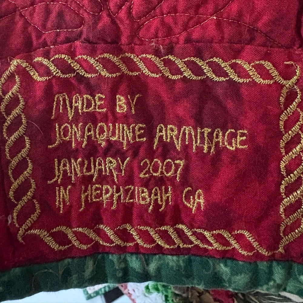 Handmade Quilted Throw Holiday Patchwork Christmas Tree Quilt Blanket 70” x 50”